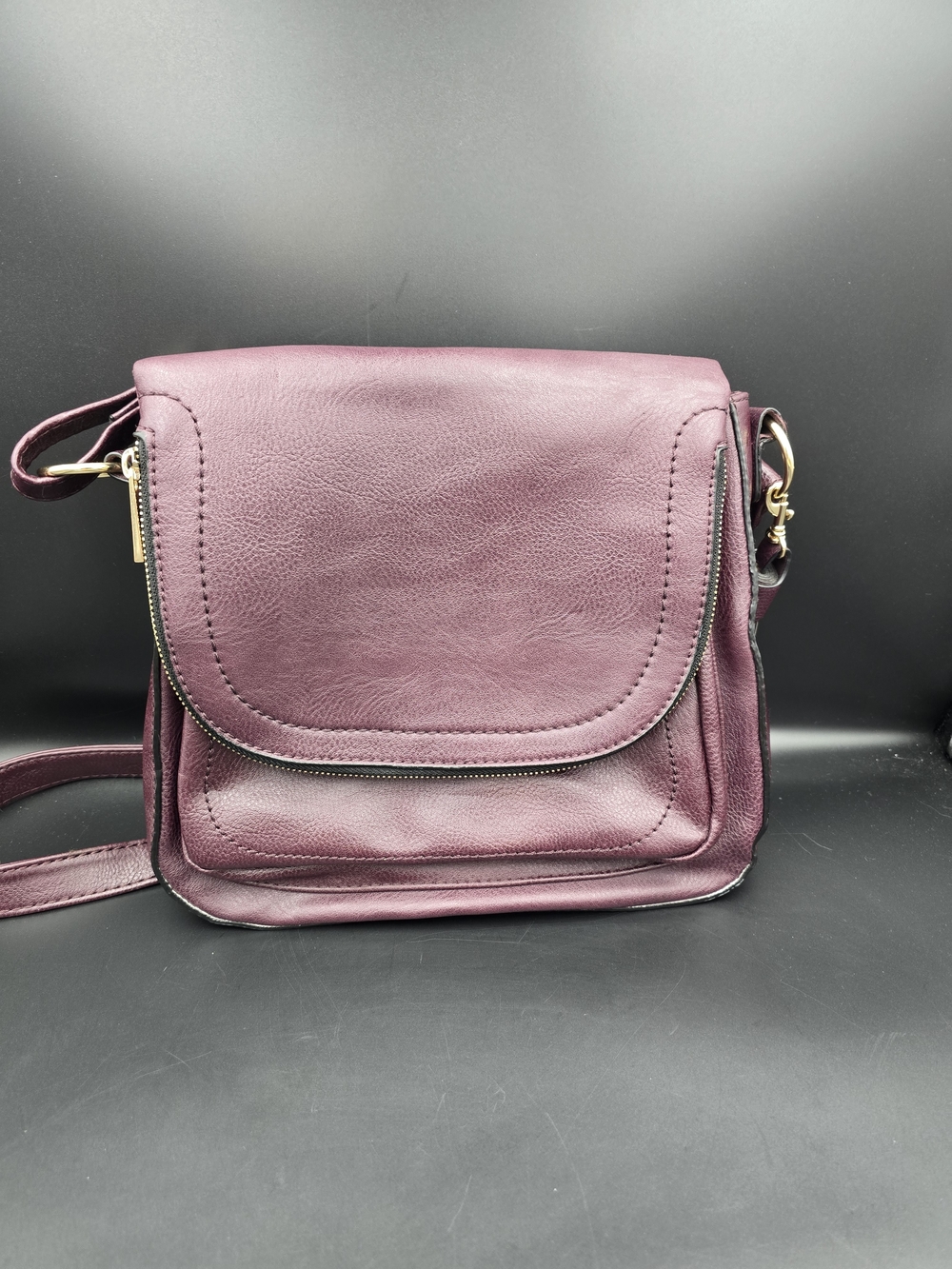 A+ Ellen Plum Purple Leather-Look Crossbody Bag